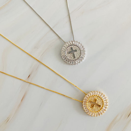 Shine Circle Cross Necklace