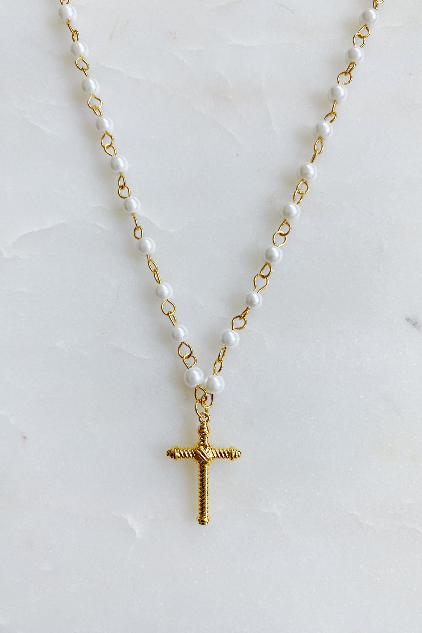 Cabled Cross Pendant Necklace