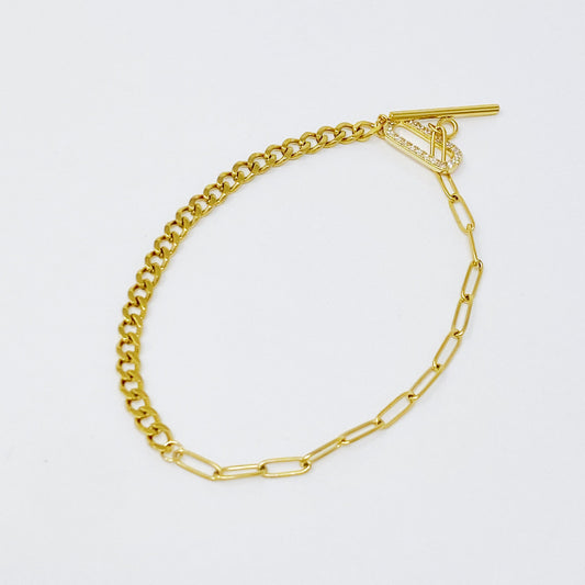 Mixed Chain Glam Toggle Anklet