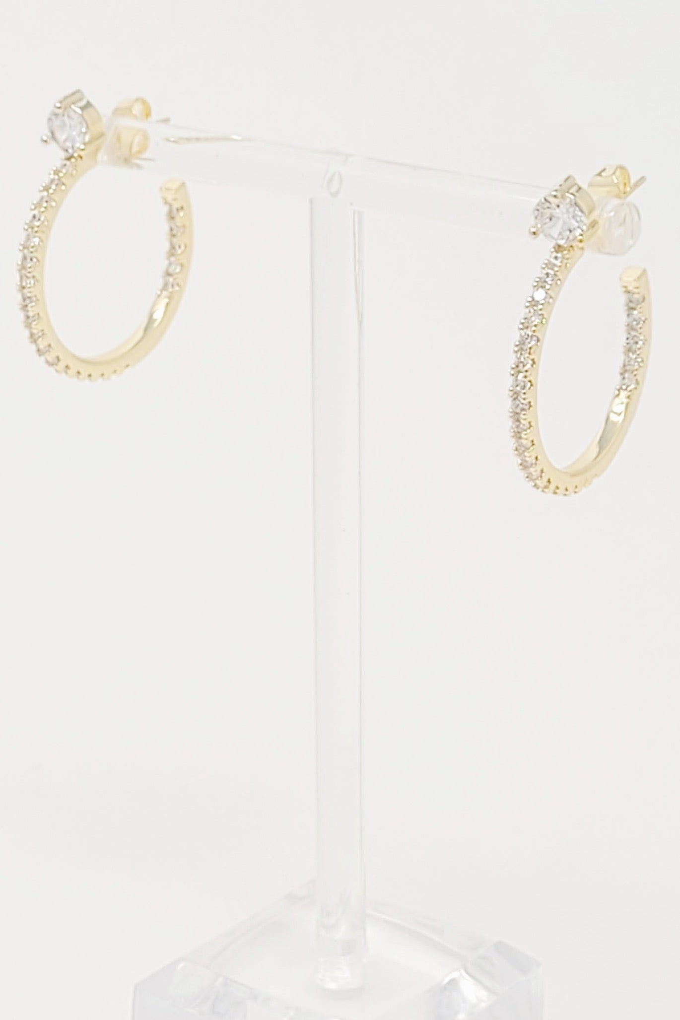 Diamond On Top Hoop Earrings