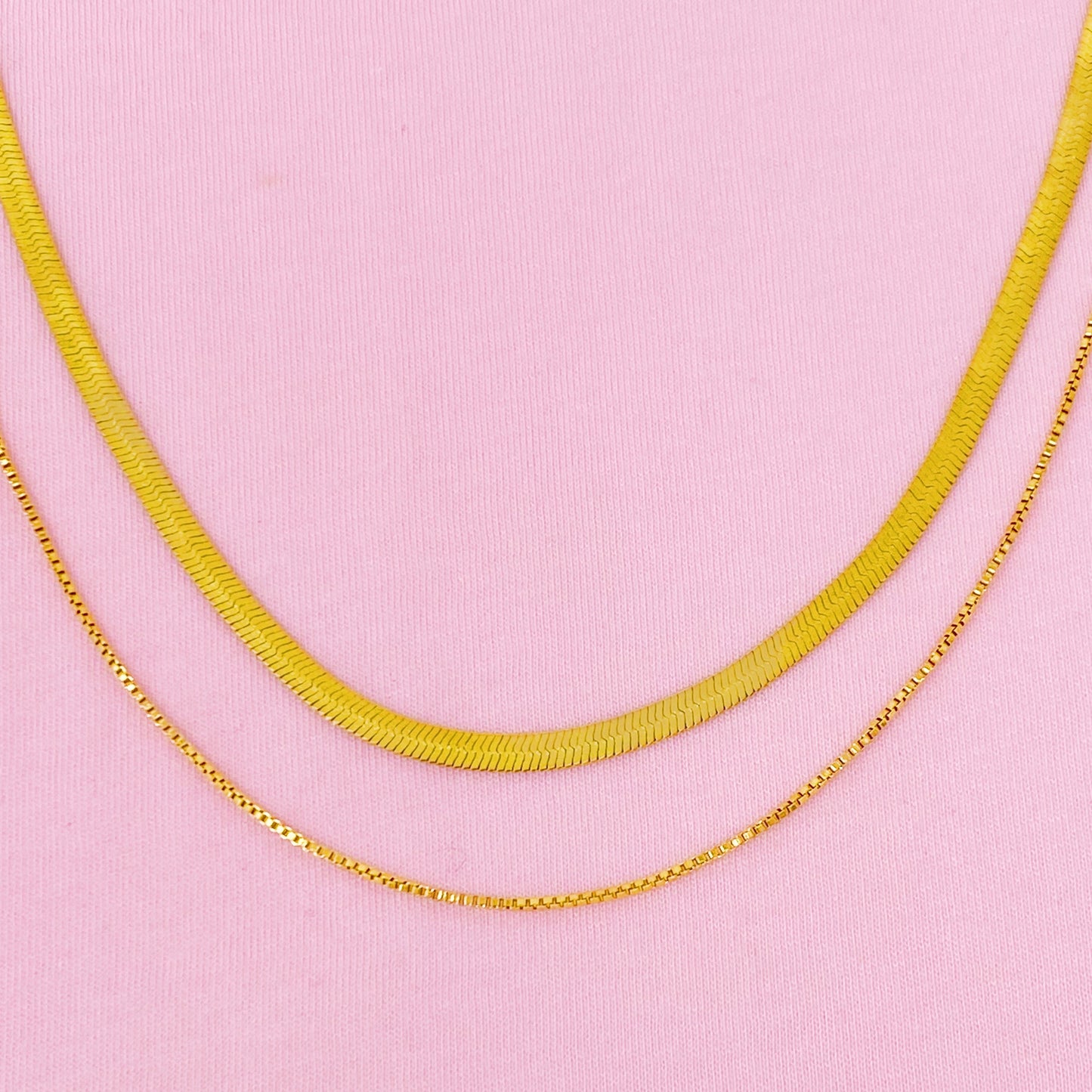 Layered Herringbone Chain Necklace