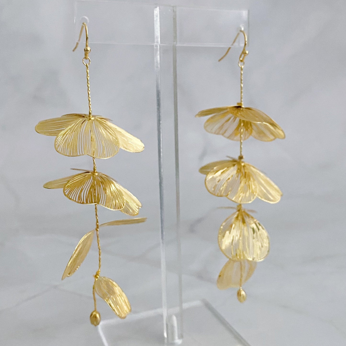 Artful Filigree Flower Drop Earrings