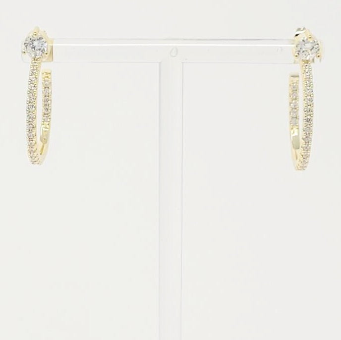 Diamond On Top Hoop Earrings