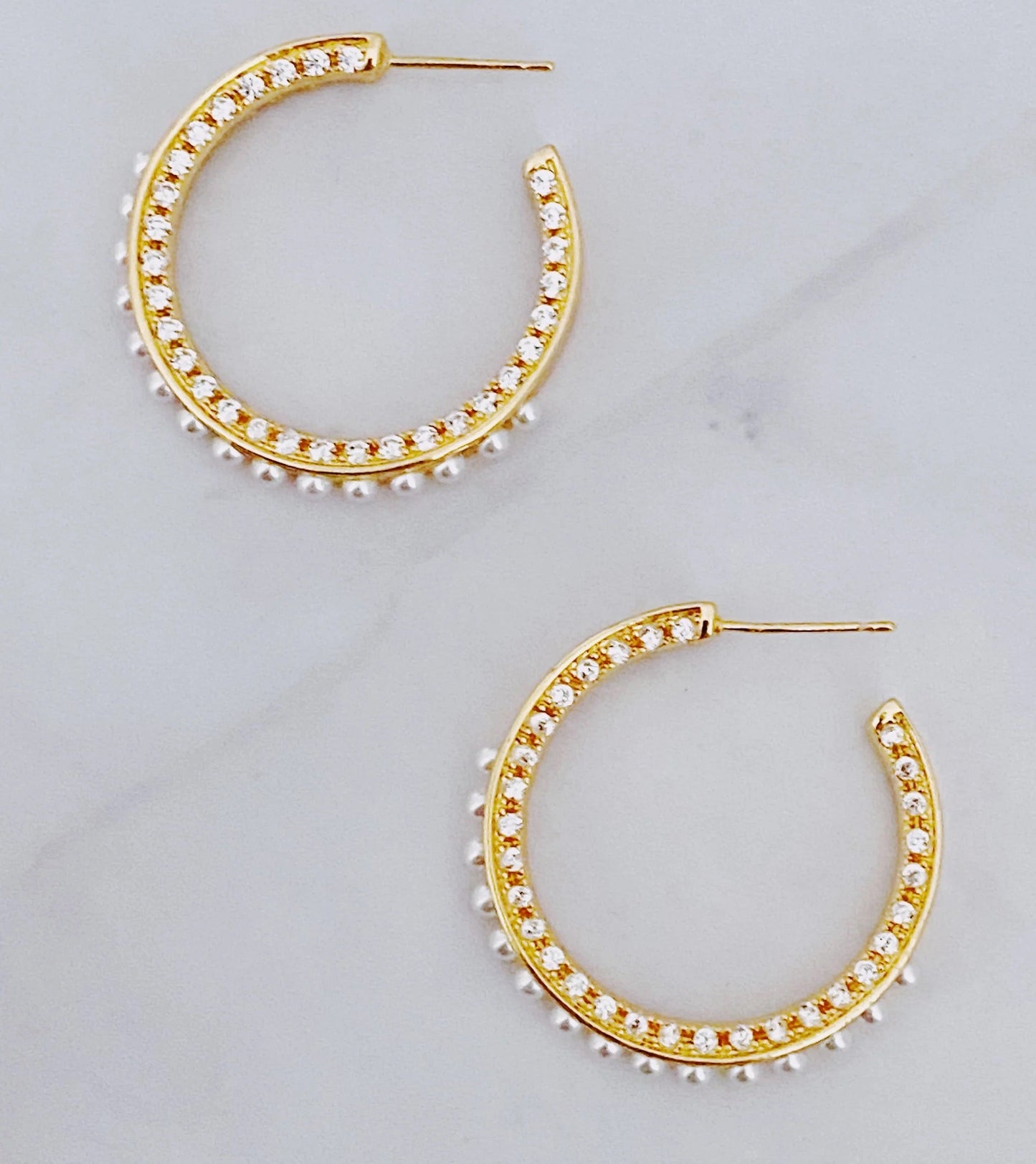 Classy Lady Pearl Hoop Earrings