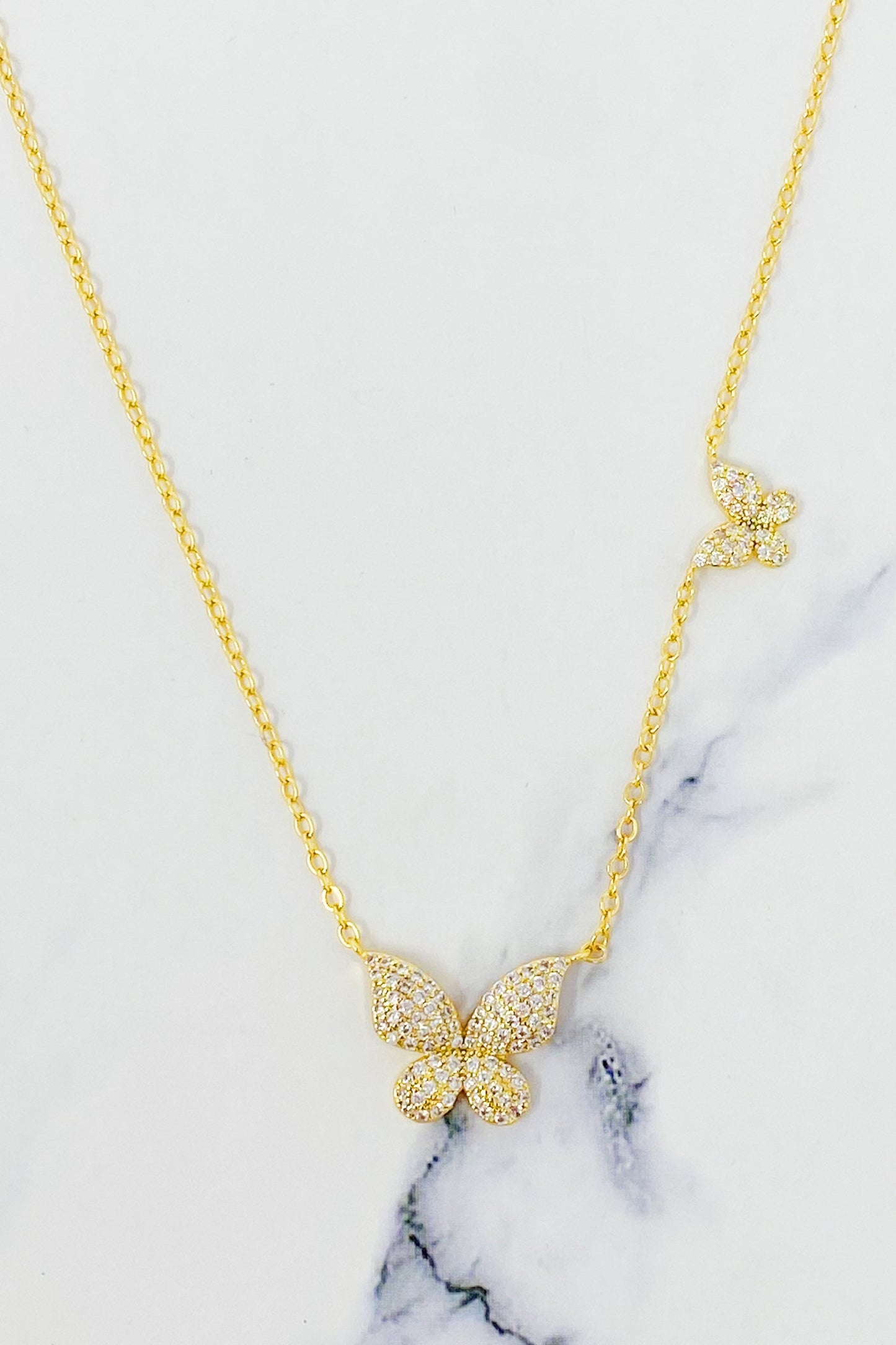 Double Shine Butterfly  Necklace