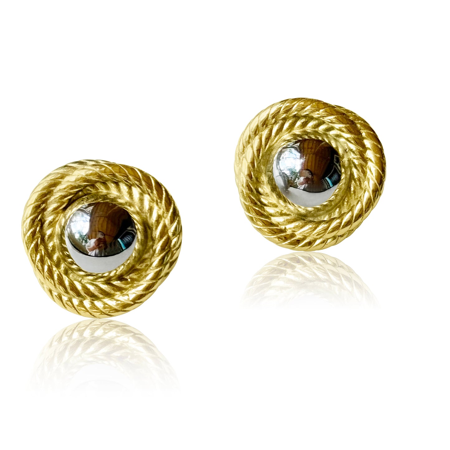 Two Toned Golden Day Stud Earrings