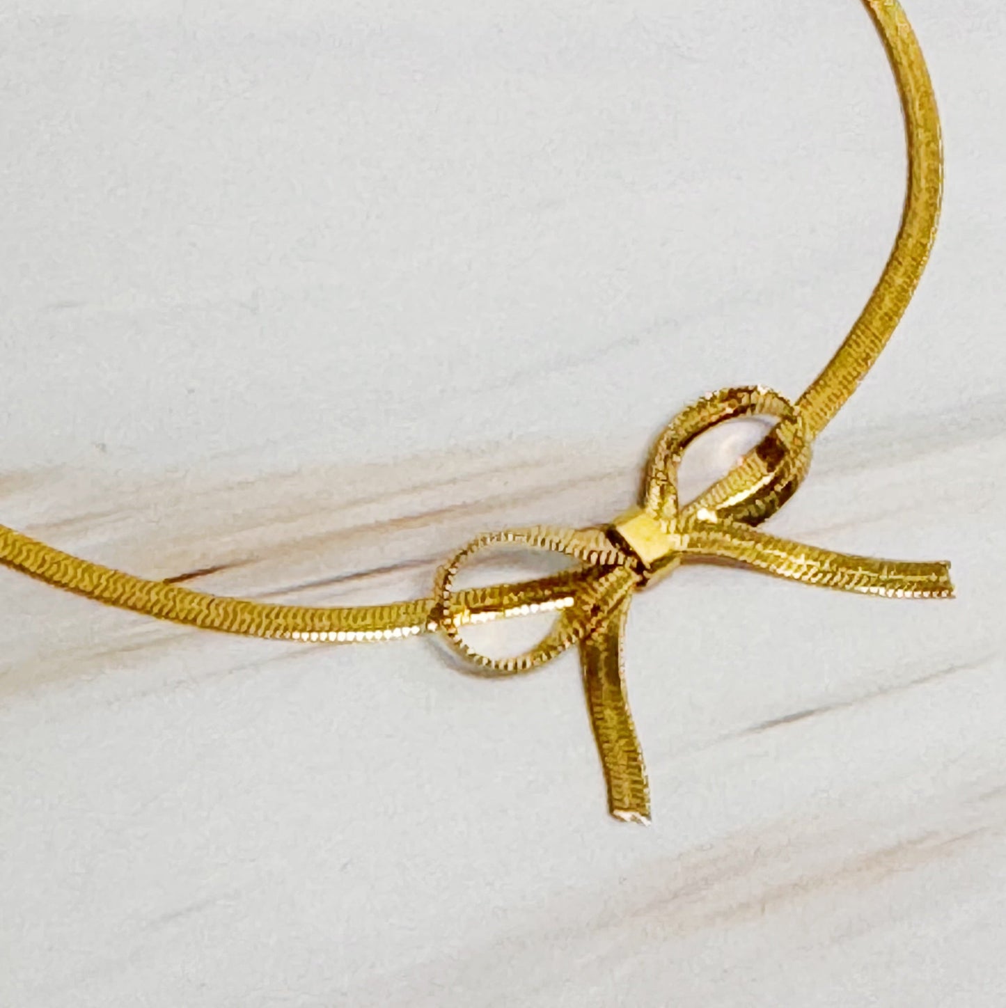 Herringbone Chain Bow Anklet