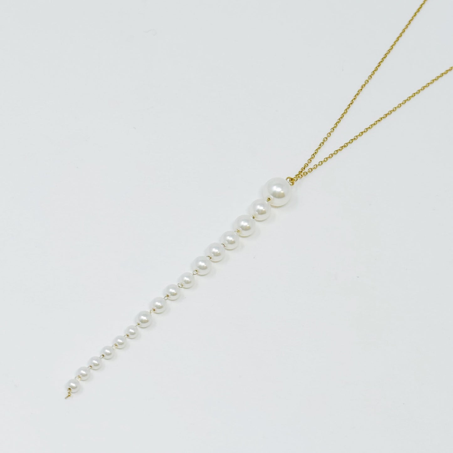 Gradiant Long Pearl Drop Necklace