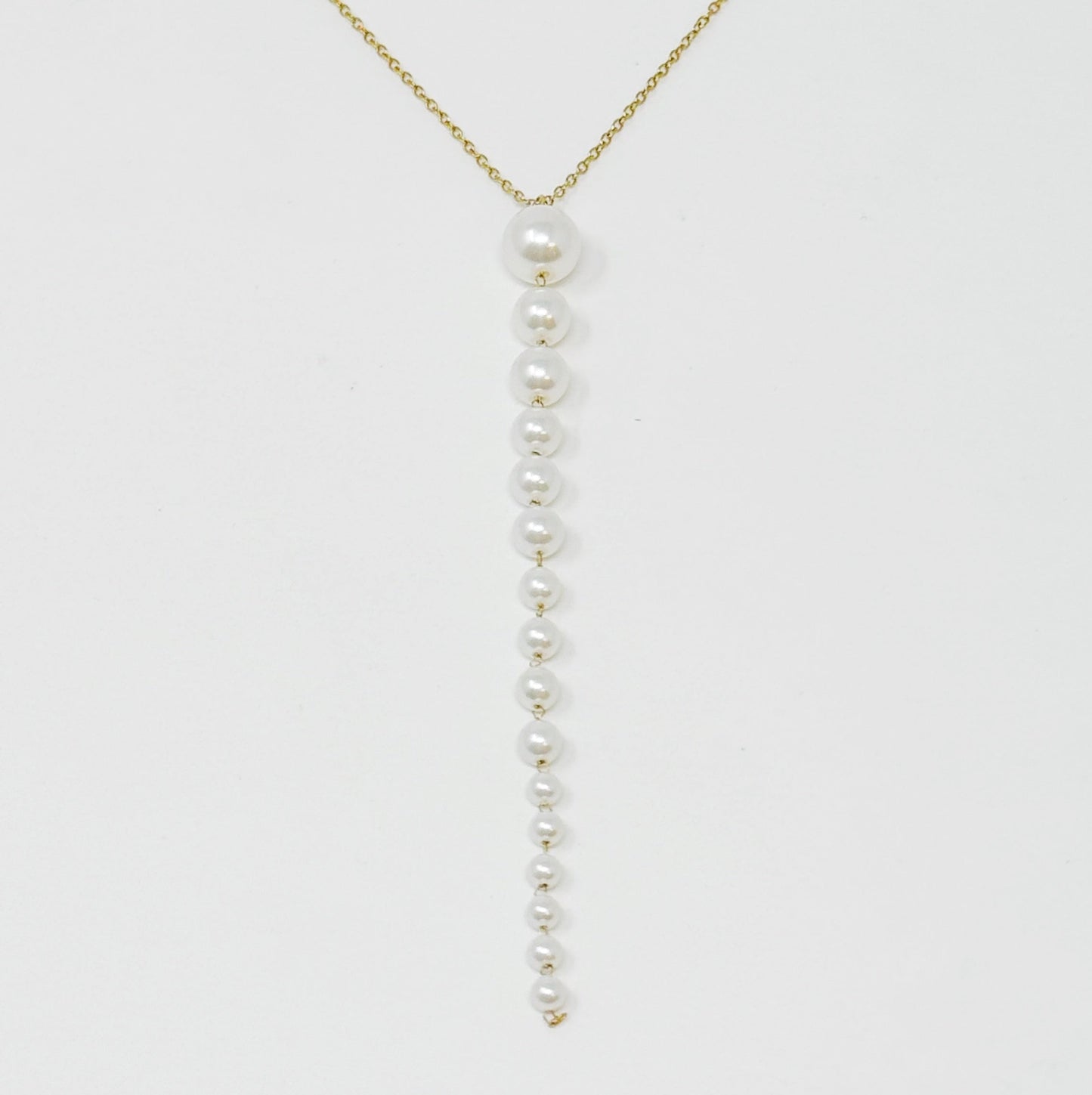 Gradiant Long Pearl Drop Necklace