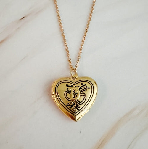 Nostalgic Heart Initial Open Locket Necklace