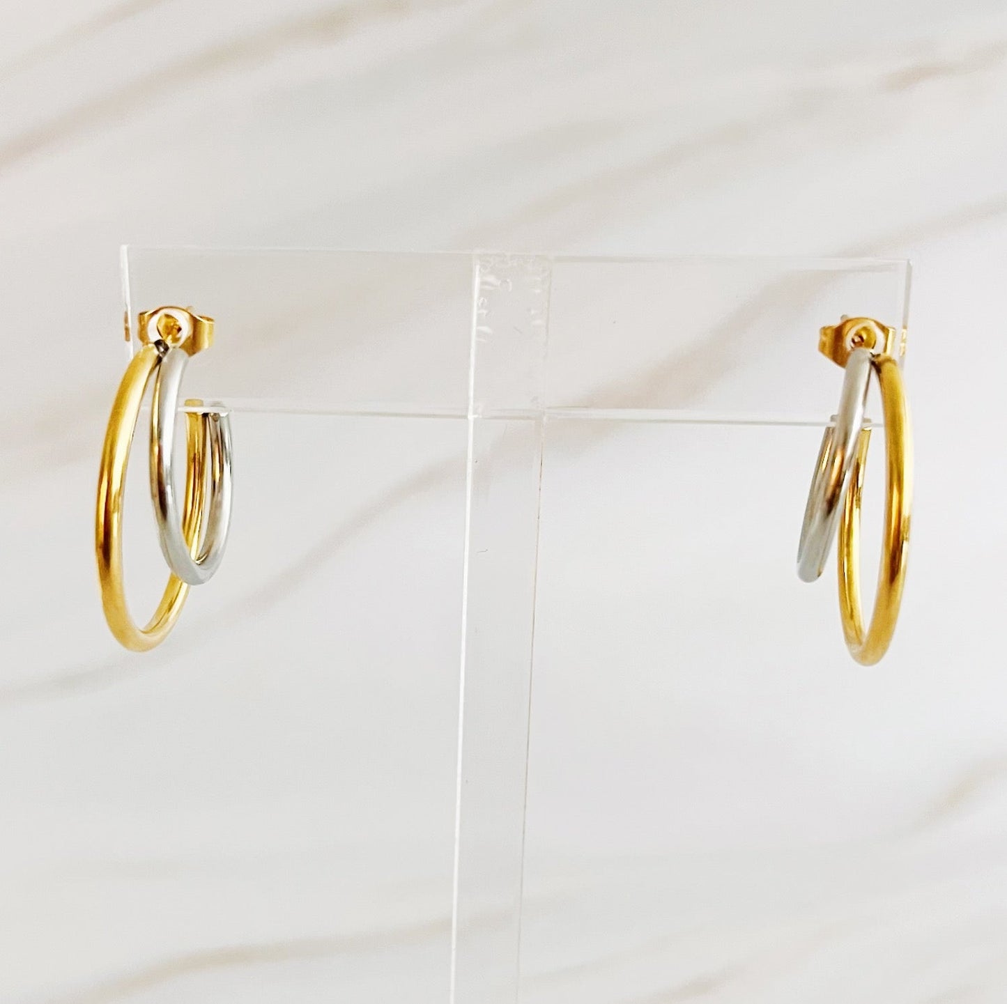 Uptown Two Tone Hoop Earrings