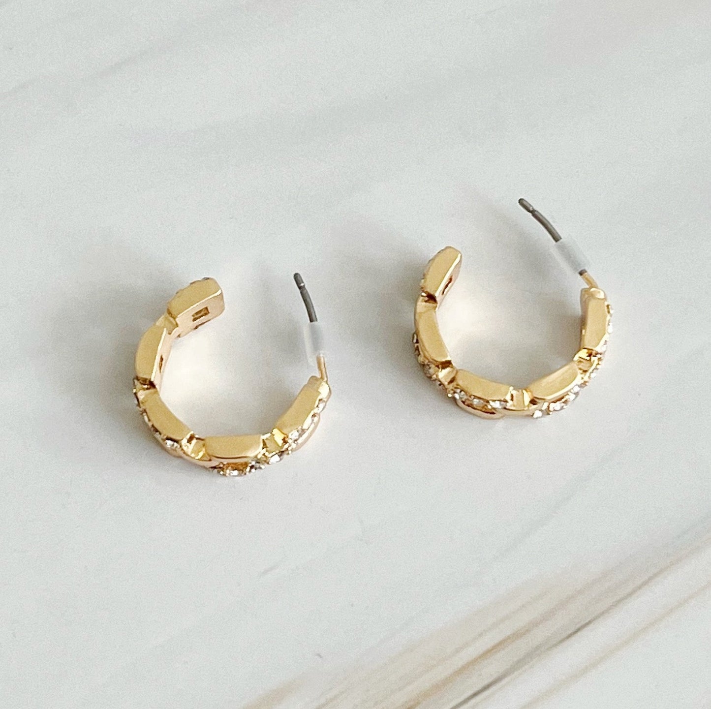 Pave Huggie Hoop Earrings