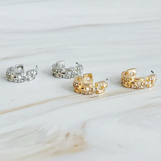 Pave Huggie Hoop Earrings