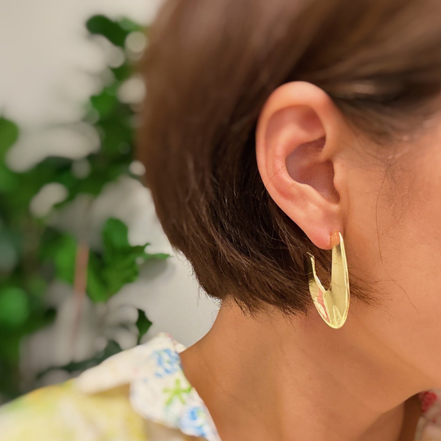 Polished Golden Art Hoop Earrings