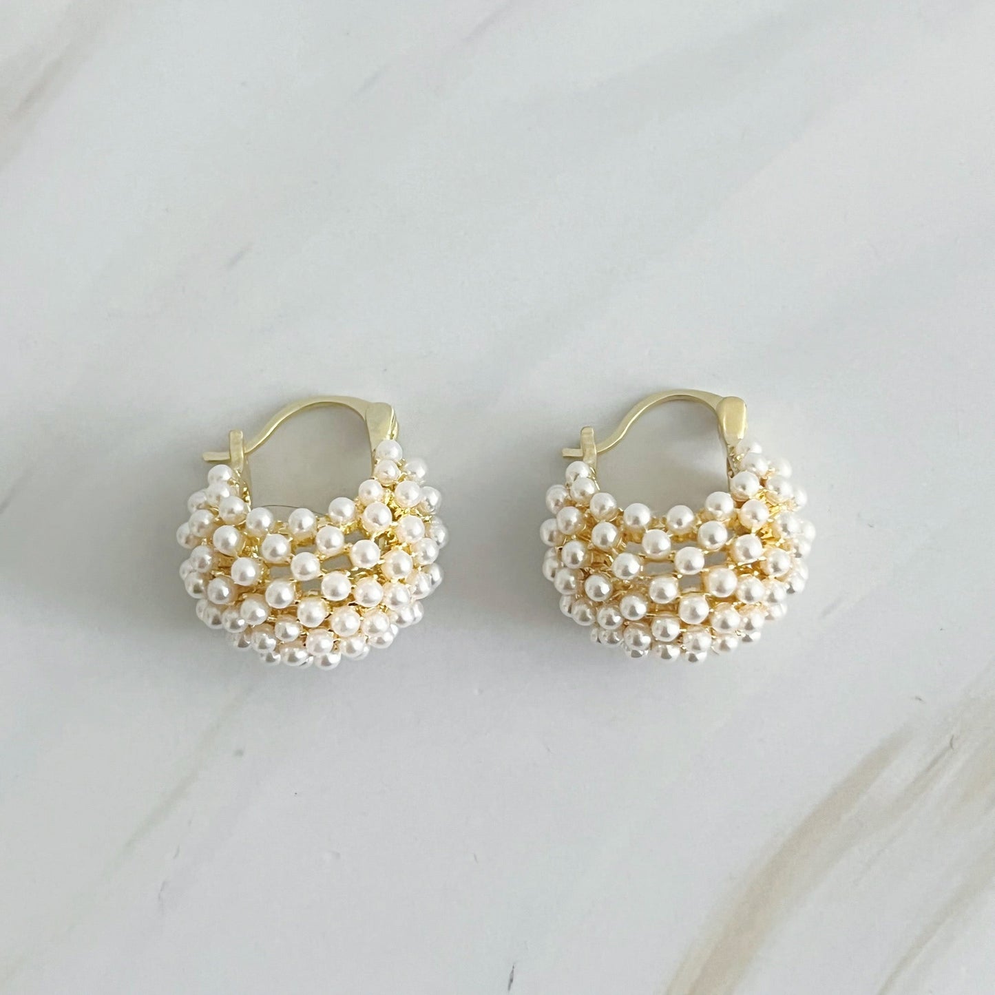 Pearl Knit Hoop Earrings