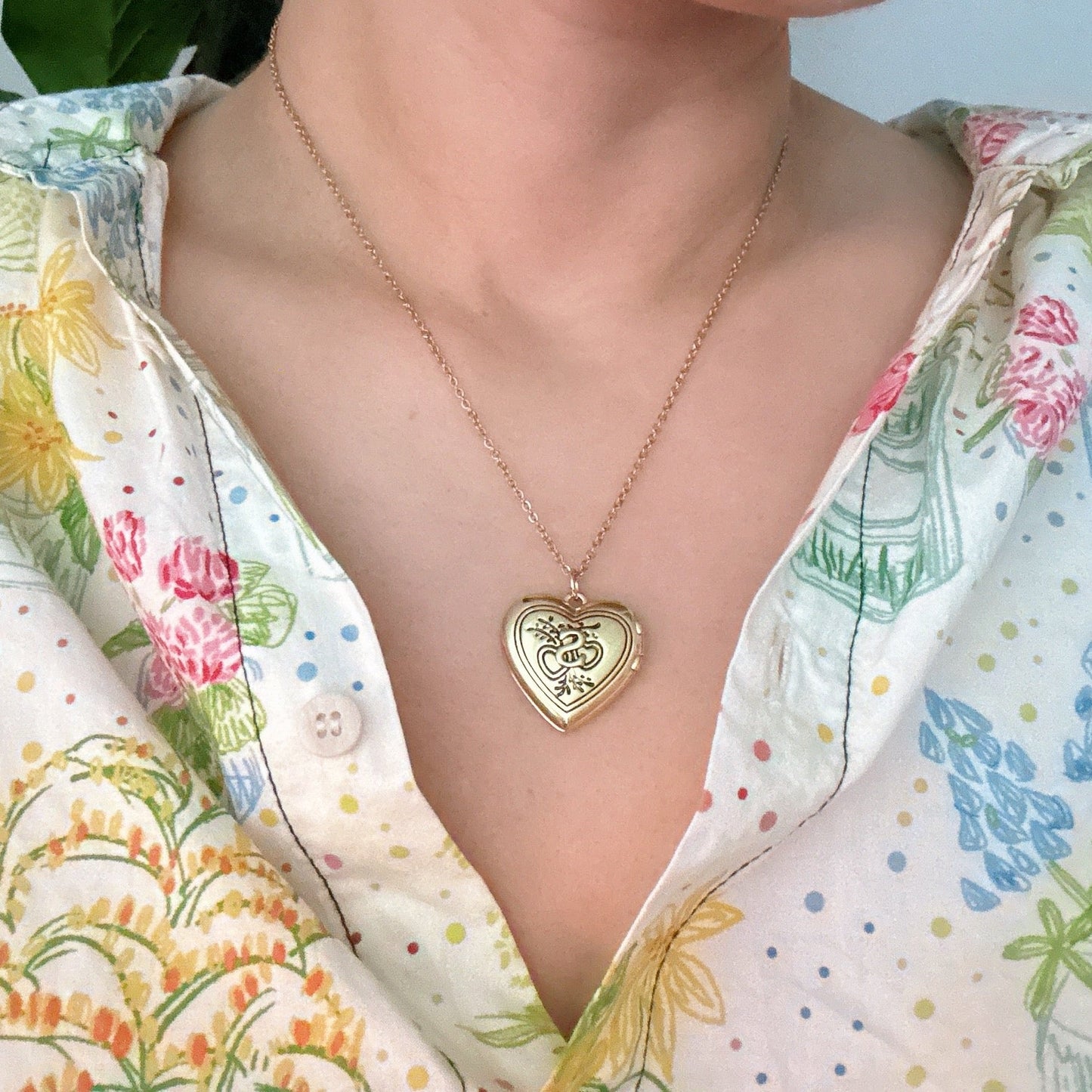 Nostalgic Heart Initial Open Locket Necklace