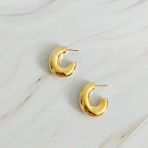 Golden Object Oval Hoop Earrings