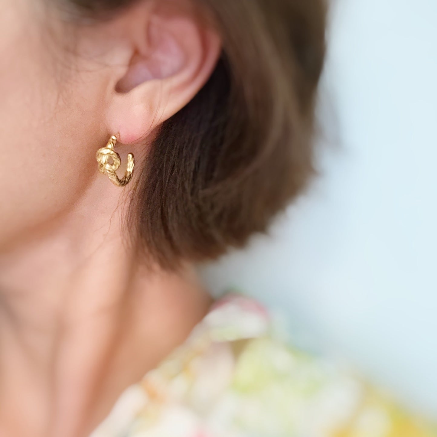 Textured And Knotted Hoop Earrings