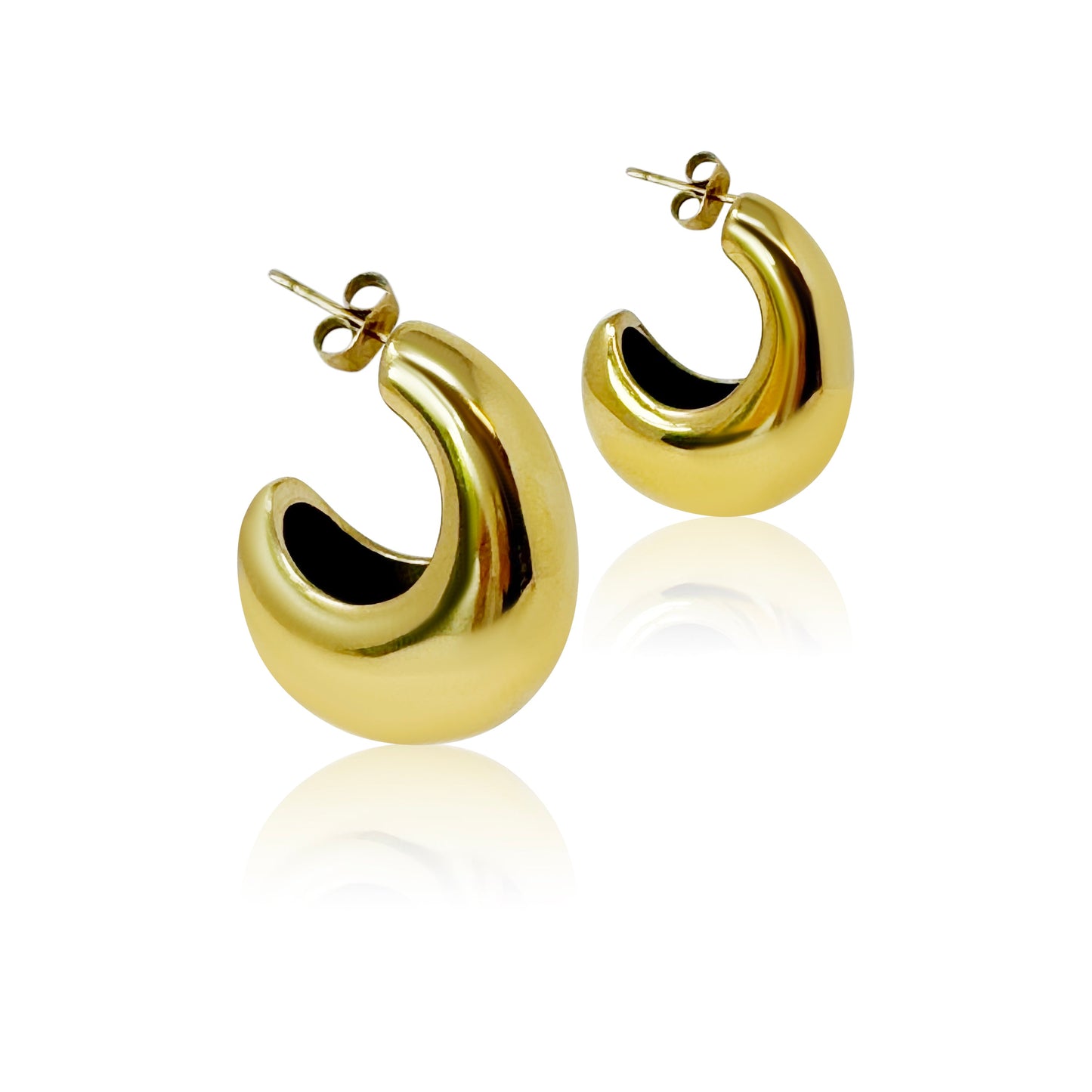 Crescent Halo Golden Hoop Earrings